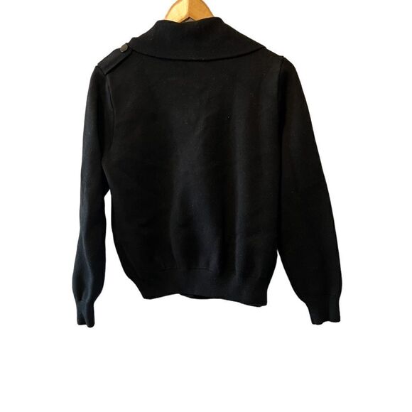 LILI SIDONIO Black Moto Style Heavy Short Knit Long Sleeve Sweater Jacket M - Picture 4 of 9